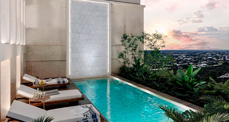 Airbnb - Departamento de Lujo en Mérida - Piscina